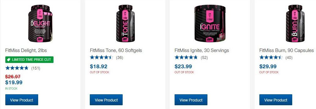 Fitmiss range Top FitMiss Supplements
